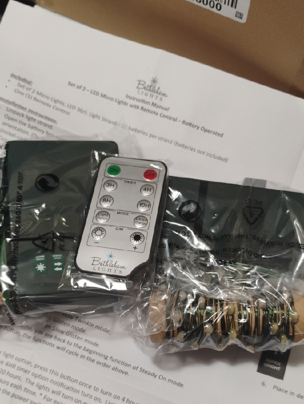 Bethlehem Lights Set Of 2 - LED Micro Lights W/Remote Battery Operated New!